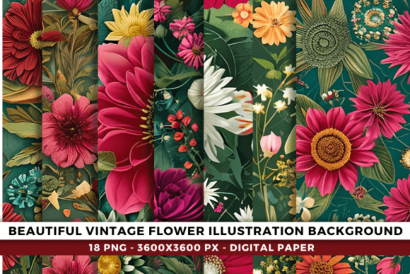 Download Vintage Flower Illustration Backgrounds - Vintage Collection