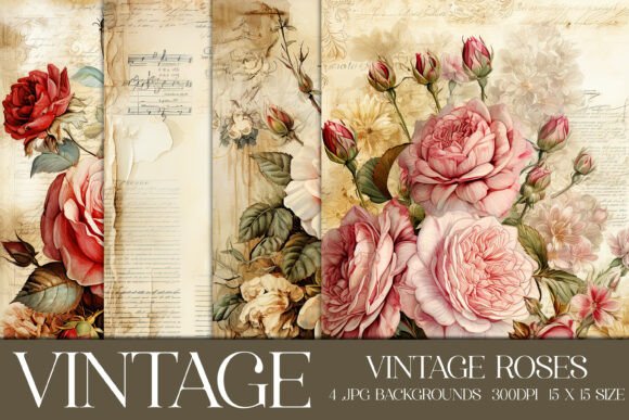 Download Vintage Floral Scrapbook Papers, S15 - Vintage Collection