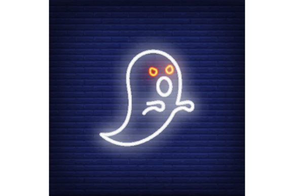 Download Ghost Neon Sign. Scary Ghost Flying. Nig - Scary Collection