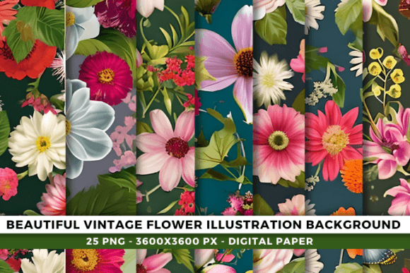 Download Vintage Flower Illustration Backgrounds - Vintage Collection
