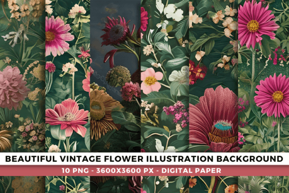 Download Vintage Flower Illustration Backgrounds - Vintage Collection