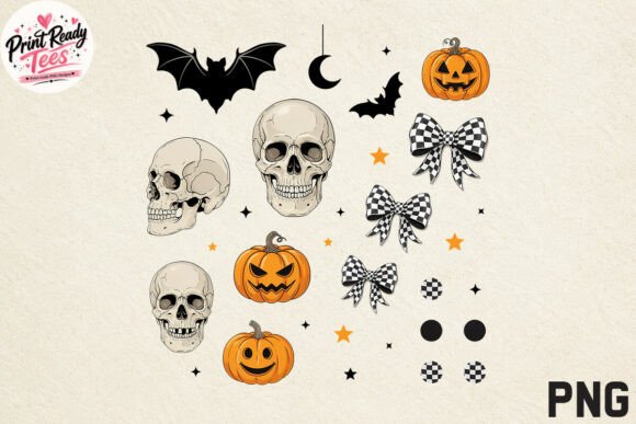 Download Vintage Skull and Pumpkin Halloween PNG - Vintage Collection