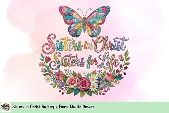 Download Sisters in Christ Butterfly Floral Quote Design - Quote design Collection