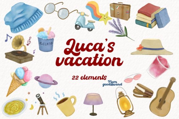 Download Luca's Vacation Vintage Elements Clipart - Vintage Collection