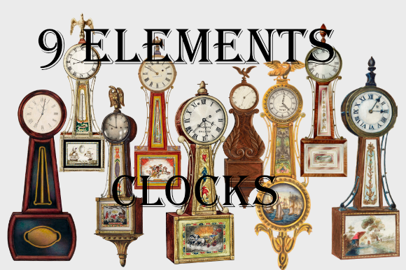 Download Vintage, Old Banjo Clocks Illustrations - Vintage Collection