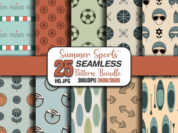 Download Summer Sports Seamless Pattern Bundle - Premium Bundle