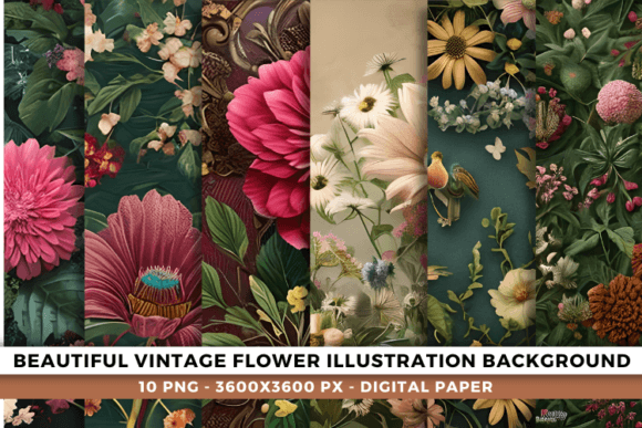 Download Vintage Flower Illustration Backgrounds - Vintage Collection
